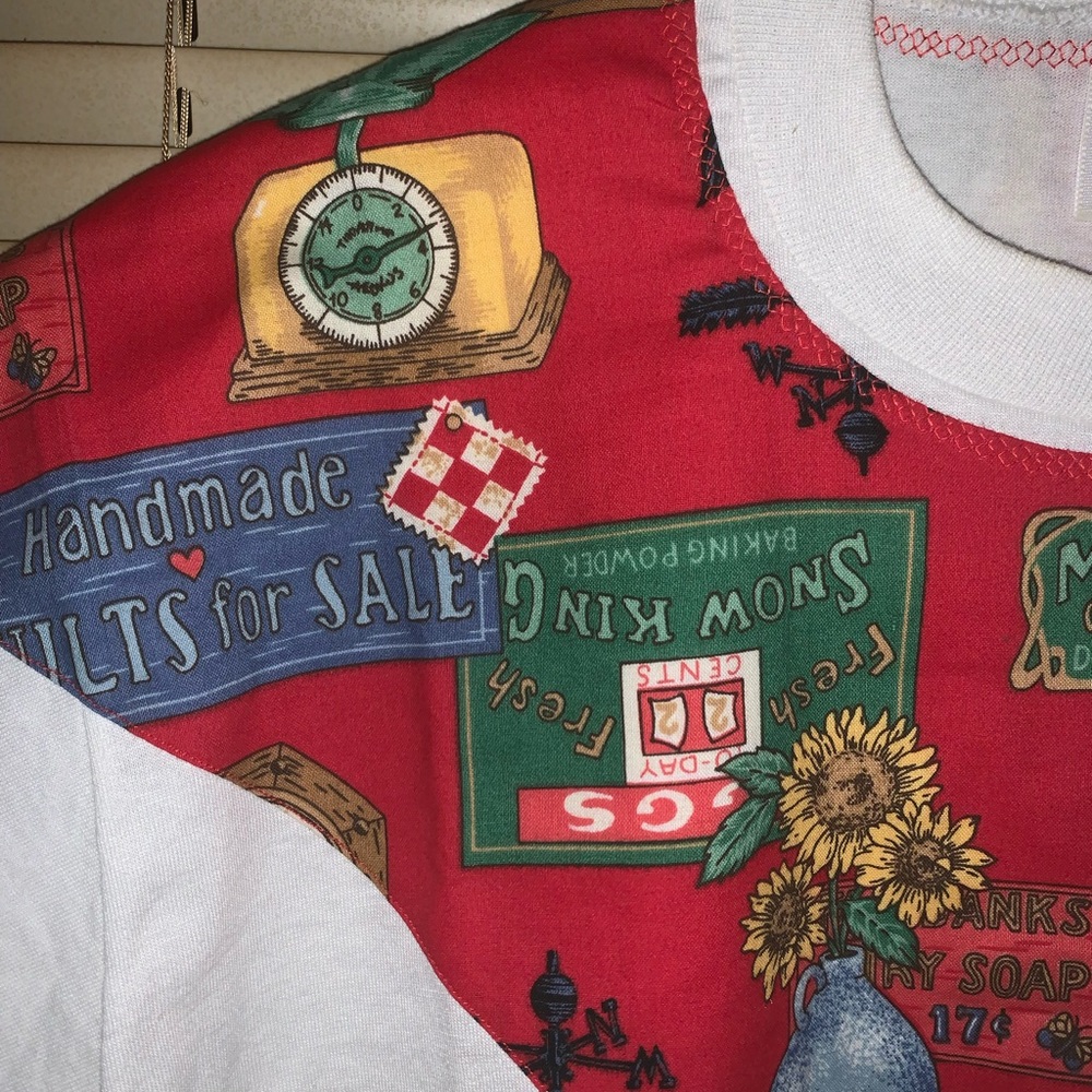 Cute Vintage Quilt Style Tshirt shirt Graphic front and back - Picture 2 of 8